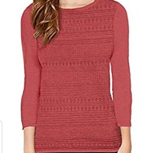 Buffalo David Bitton Ladies' Sweater 3/4 Sleeve Top Pullover Red (Coral) S NWT